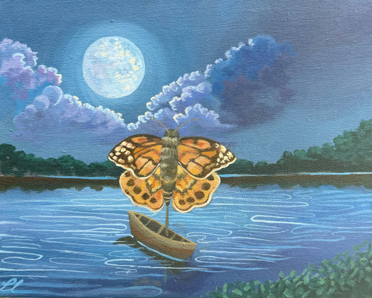 “Moonlight study with moth”