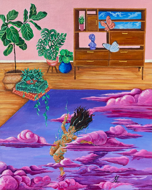"Sola en Casa" 16x20" Original Acrylic Painting