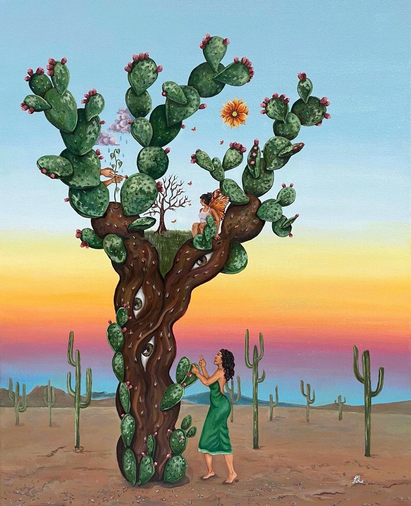 "Protección en las Espinas" 28x22 in Original Acrylic Painting