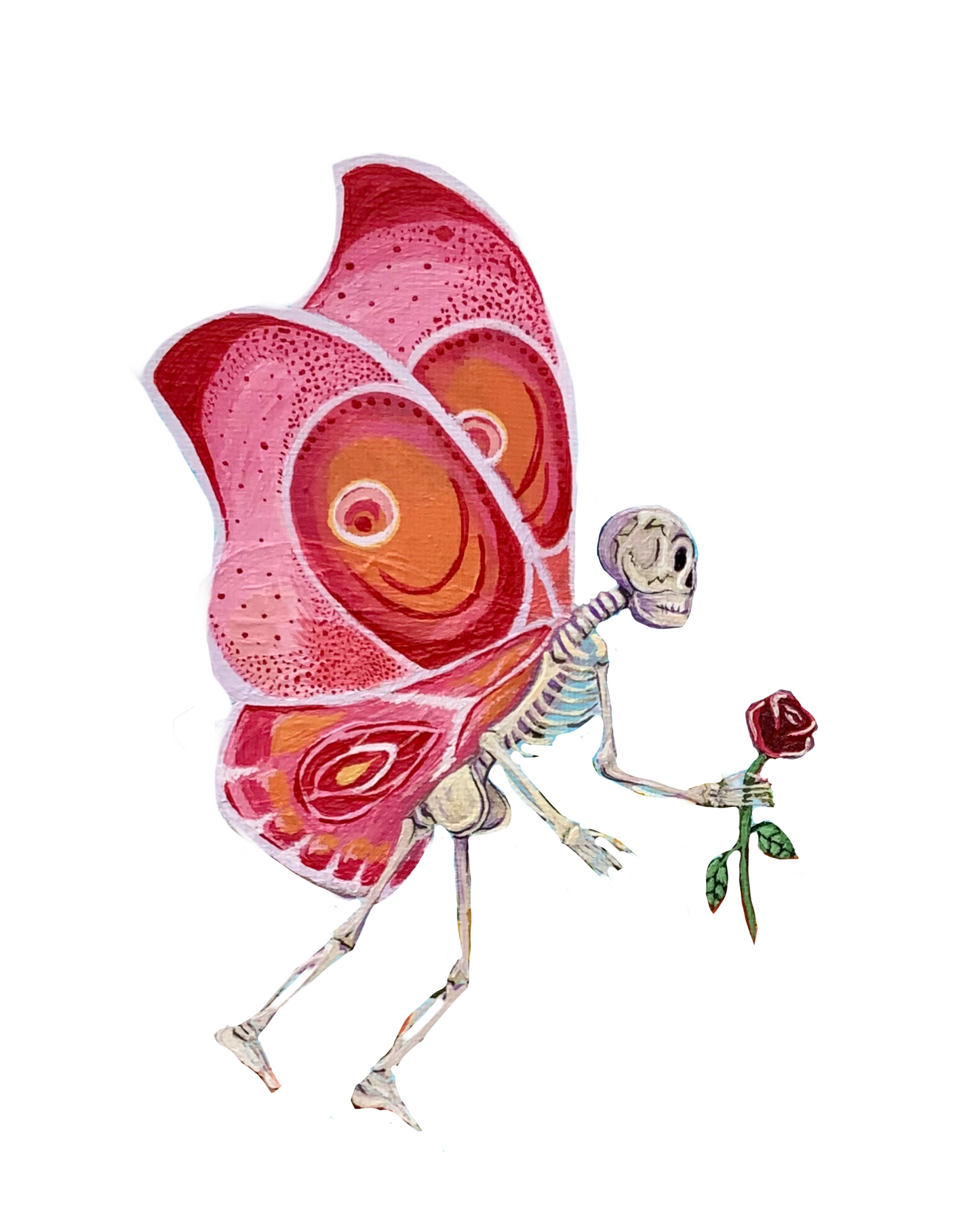 Skull with rose Holographic Sticker