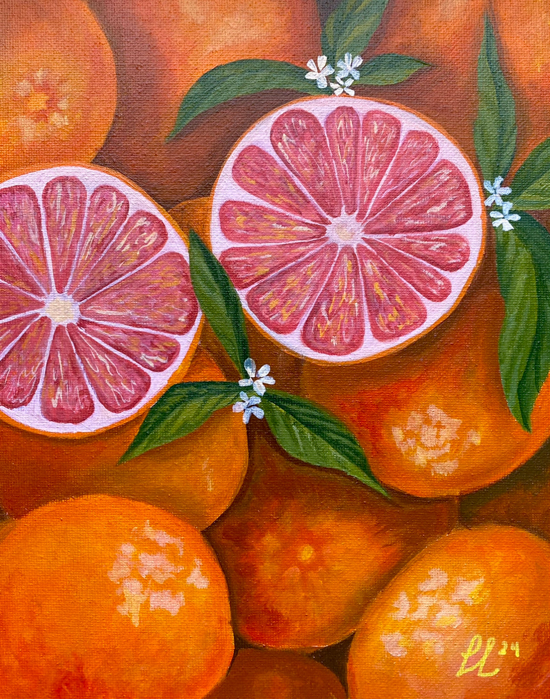 "Grapefruits/Oranges" Acrylic Paint Study