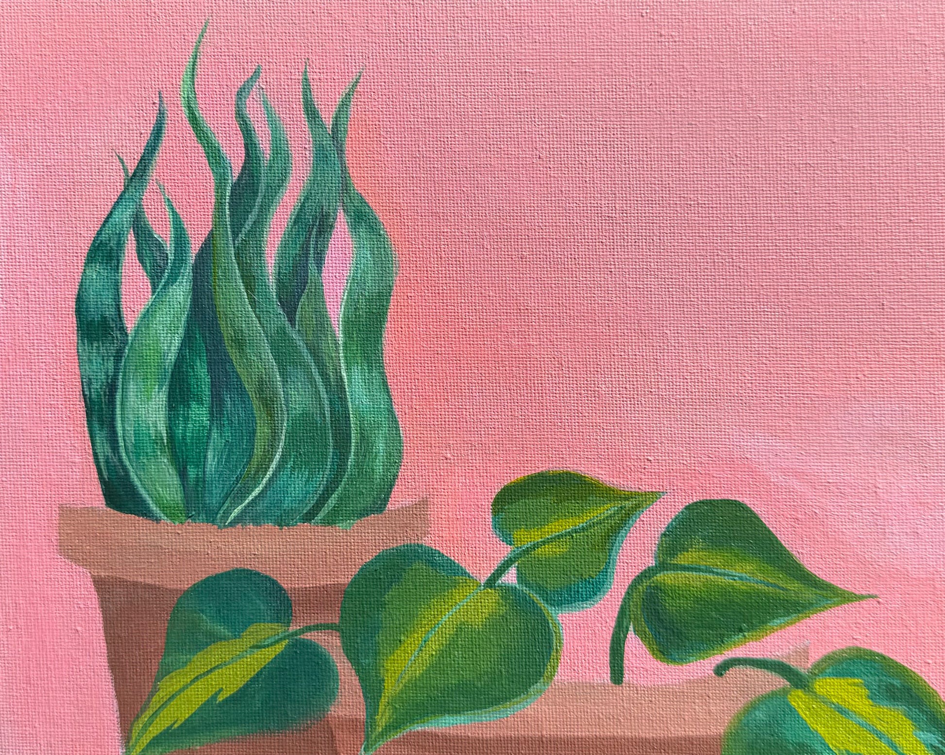 philodendron and snake plant Snake Plant and Philodendron" Acrylic Painting – ArteporLola