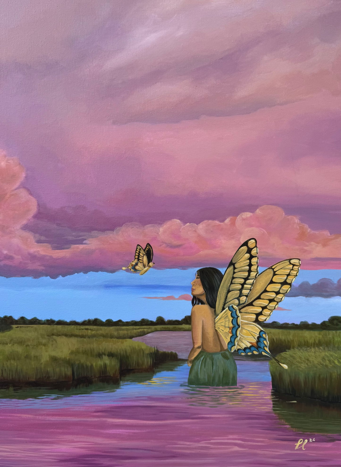 "Conversando con mis Guias" 16x20" Original Acrylic Painting