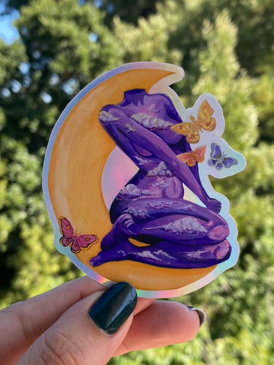 "Woman at Night" Holographic Sticker