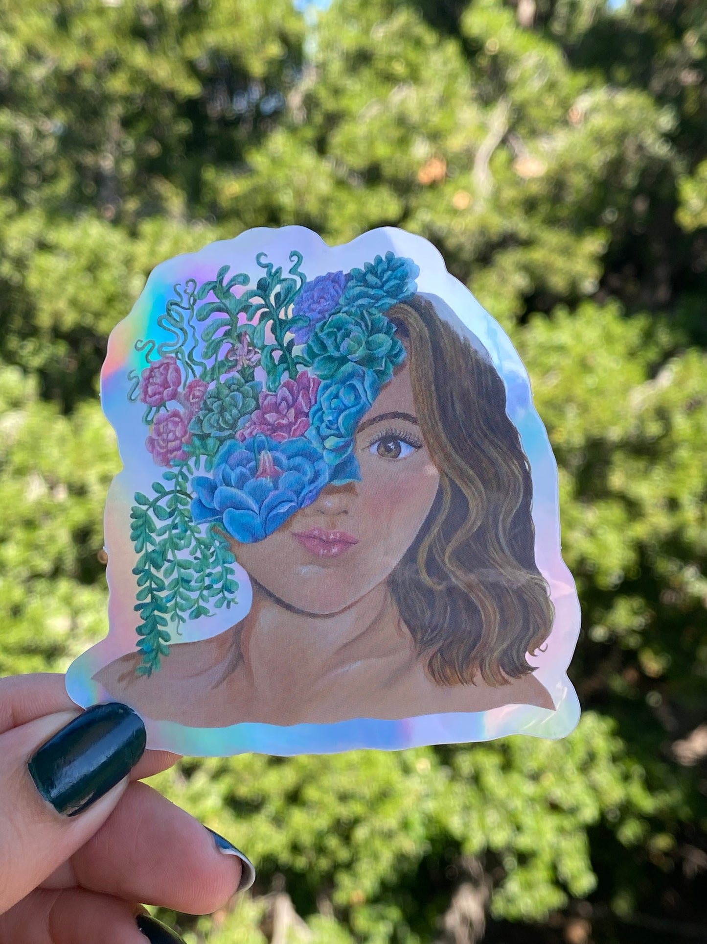 "Succulent Portrait" Sticker Holographic