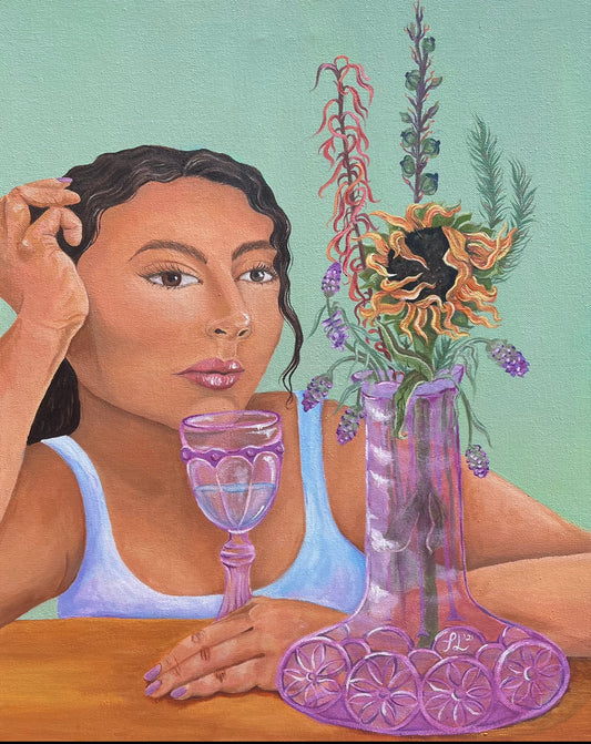 "Prometo Cuidar mis Flores Marchitadas" 16"x20" 2021 Original Painting