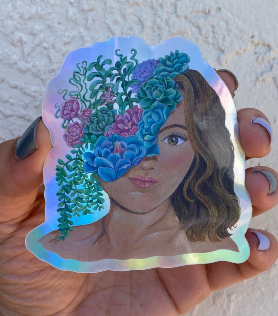 "Succulent Portrait" Sticker Holographic